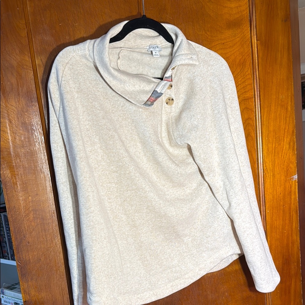 J.Crew Cream Button-Up Pullover